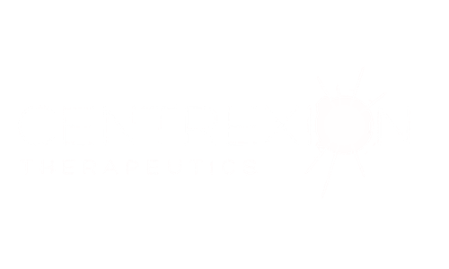 Logo for Centrexion Therapeutics featuring the company name with a circular emblem with radiating lines.
