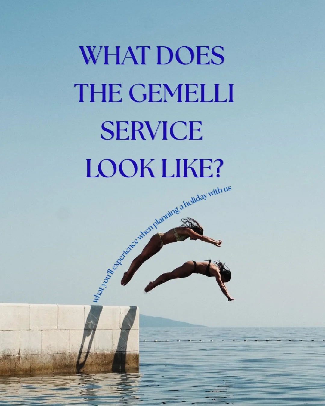 Ever wondered what it looks like to plan a trip with Gemelli travel? Here&rsquo;s a step by step walk through of what you can expect.
**Disclaimer: Sadly we are not the two elegant angels diving into those inviting waters. We&rsquo;re working on it t