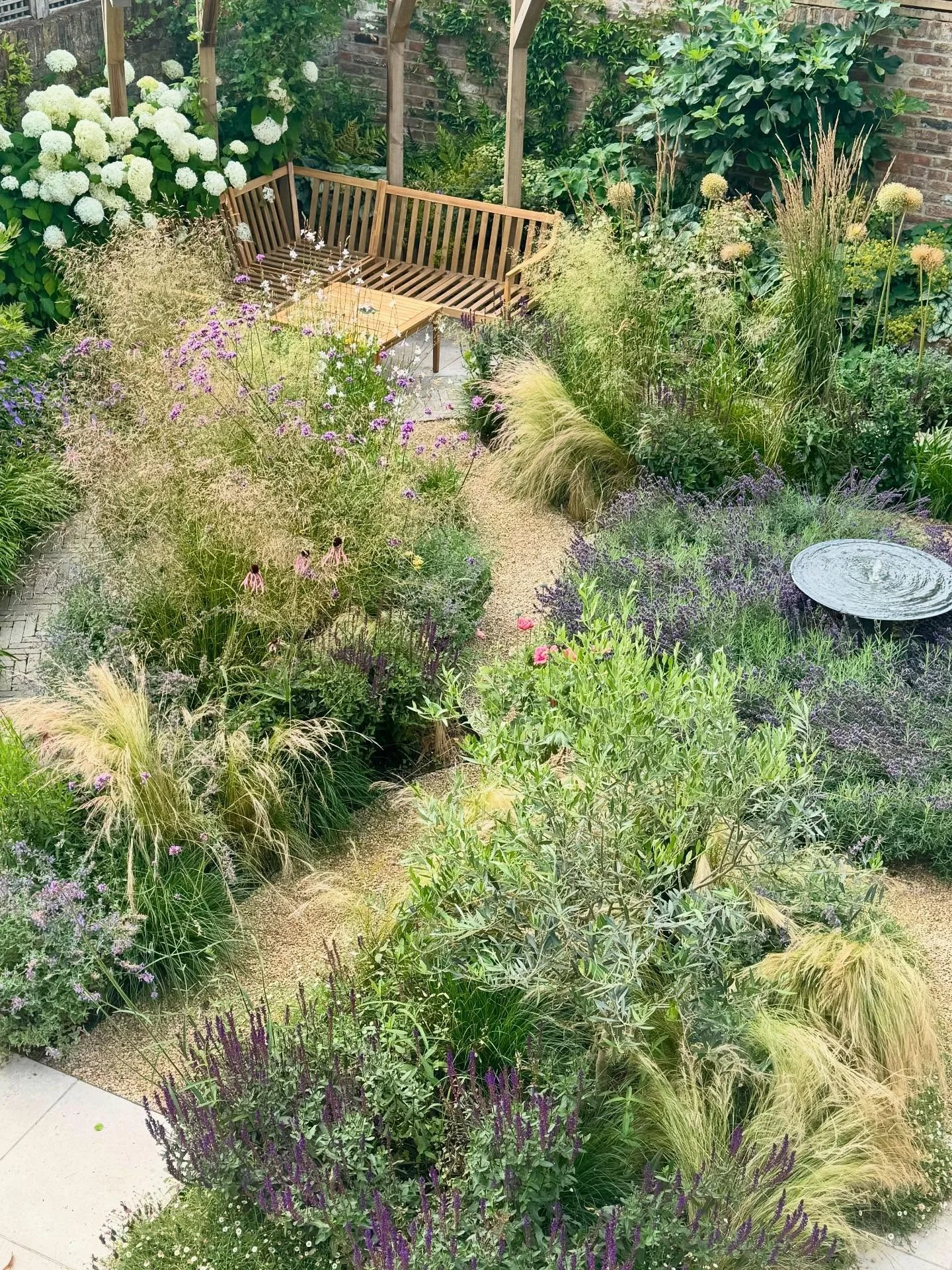 A Wimbledon garden with paths winding through beds where the grasses are really coming into their own now. 
Designed and planted by us and built by Pavel. 
Stone &amp; Gravel: @allgreengb 
Plants: @creepersnursery @evergreen_exterior_services @northh