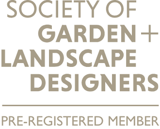 Society of Garden and Landscape Designers logo with text indicating pre-registered member status