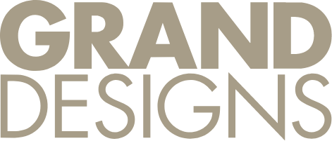 Logo for Grand Designs featuring bold capital letters in a modern font.