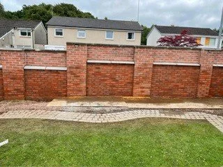 Brick garden wall and patio construction in Glasgow 