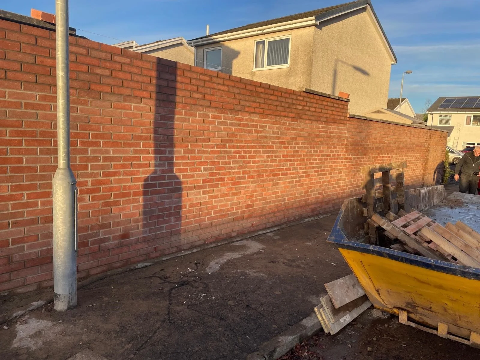 Finished red brick garden wall at residential property in Glasgow 