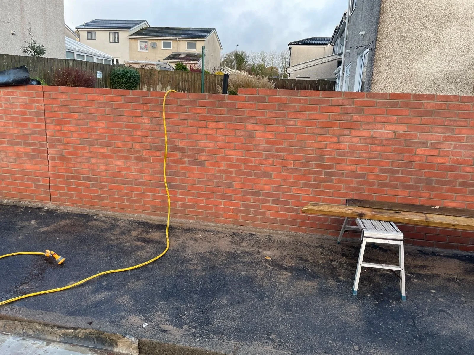 Completed brick garden wall project Glasgow 
