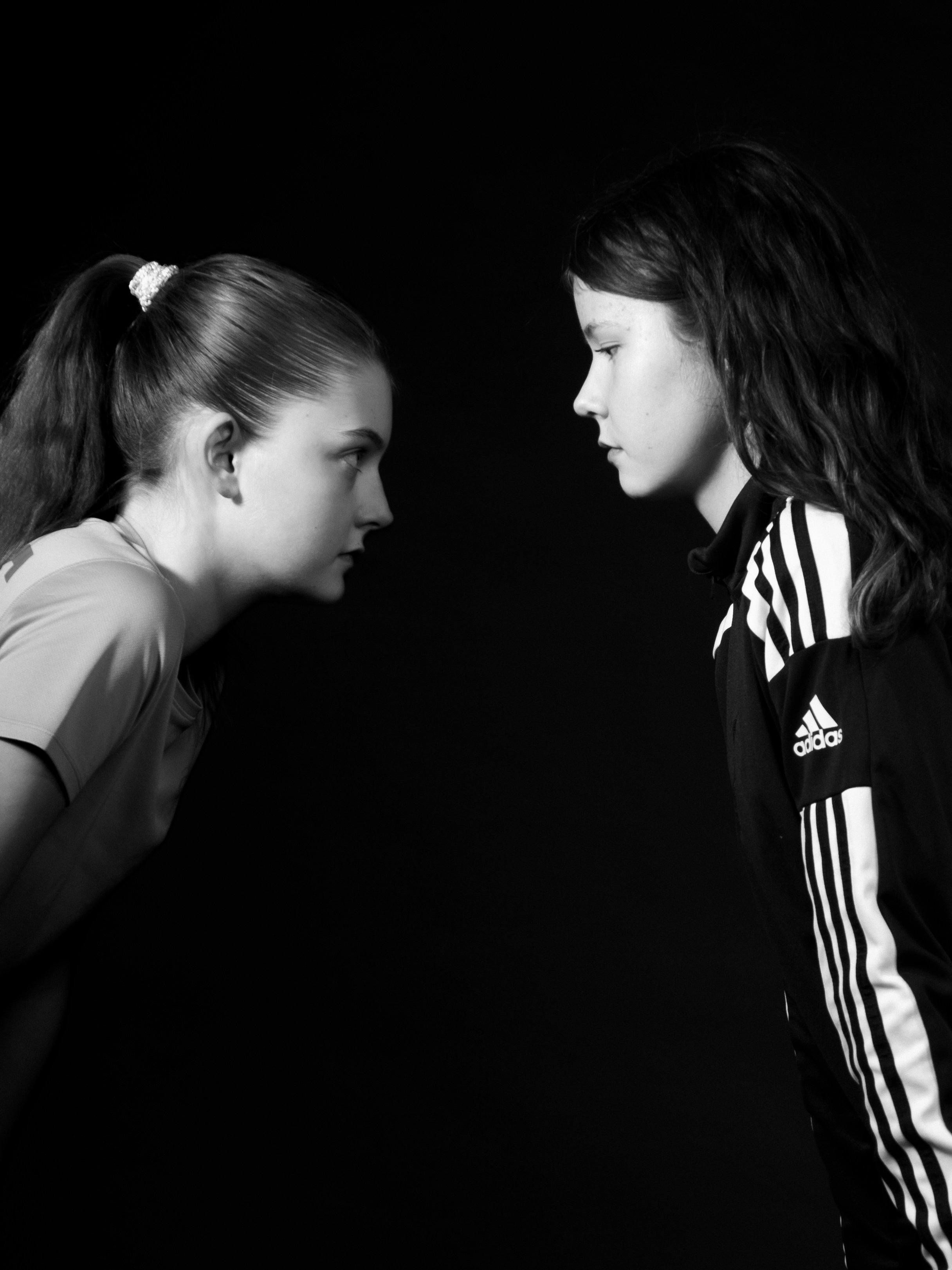 Sisters, Focus, Black and white studio photography, Sports Photoshoot, Adidas, Fun, Vienna