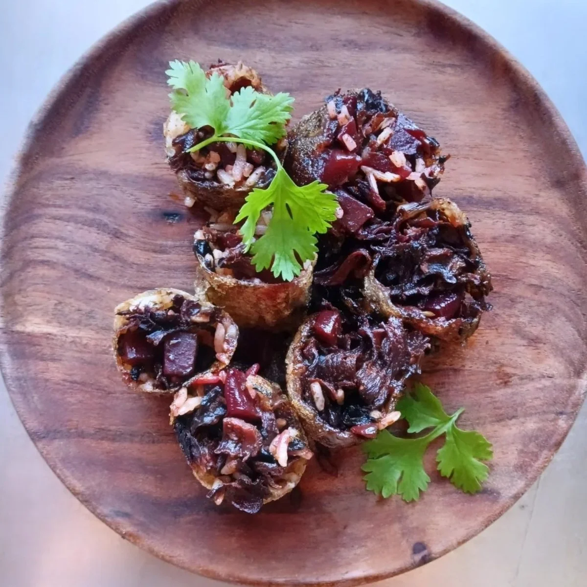 Plant-based beet and rice bites with cilantro by Chef Karla Ortiz