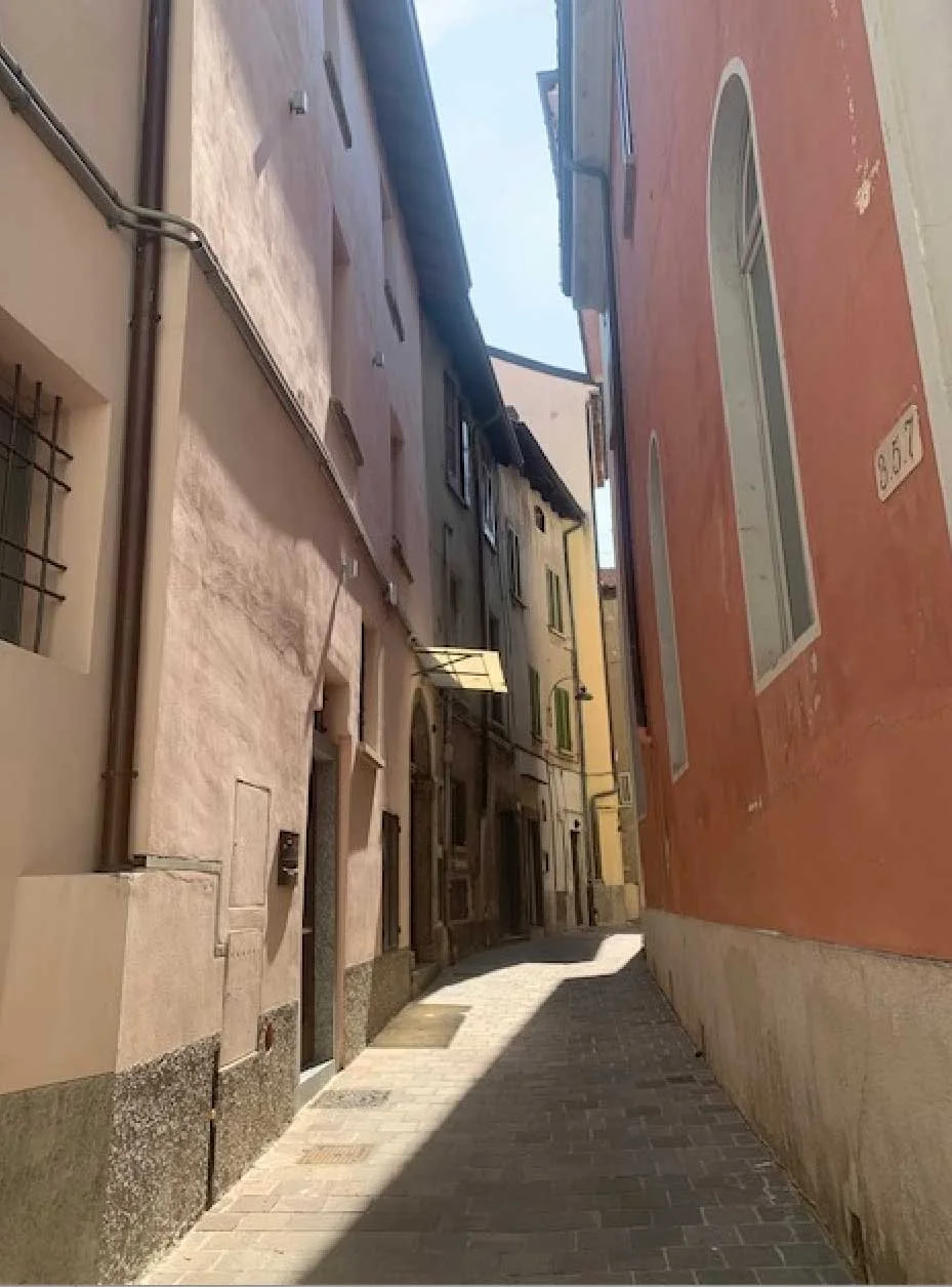 view of the old town street in summertime, somewhere in Spain or France