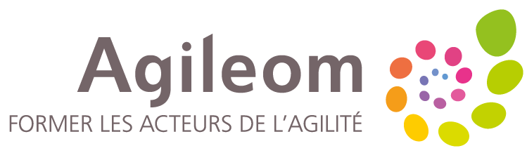Logo Agileom slogan Former les acteurs de l'agilité France.