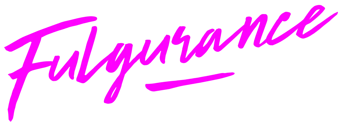 Le mot "Fulgurance" écrit en lettres cursives rose vif sur fond blanc.