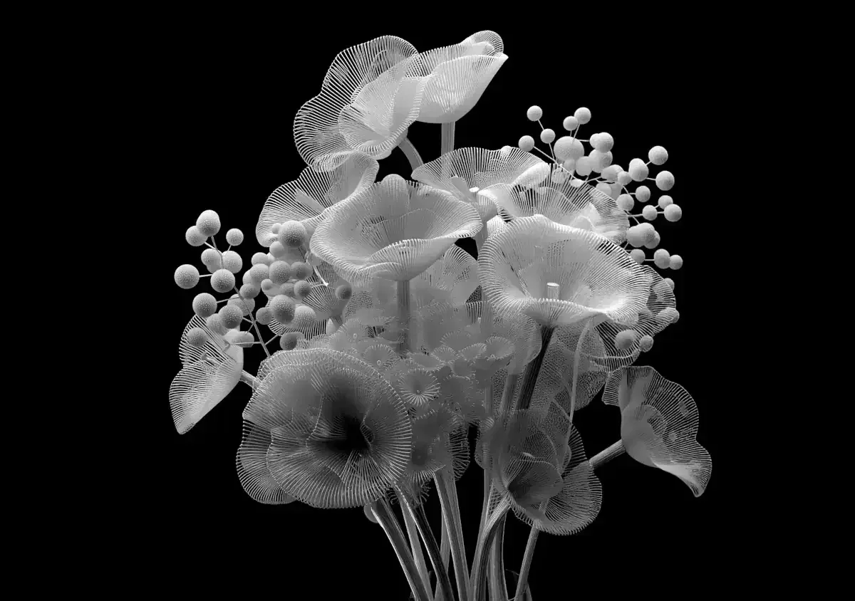 Composition abstraite organique illustrant un accompagnement stratégique de transformation et d’alignement de marque