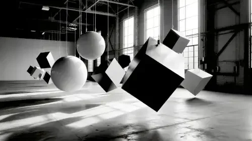 Structures géométriques en équilibre symbolisant la coopération et la responsabilité collective au sein d’un collectif