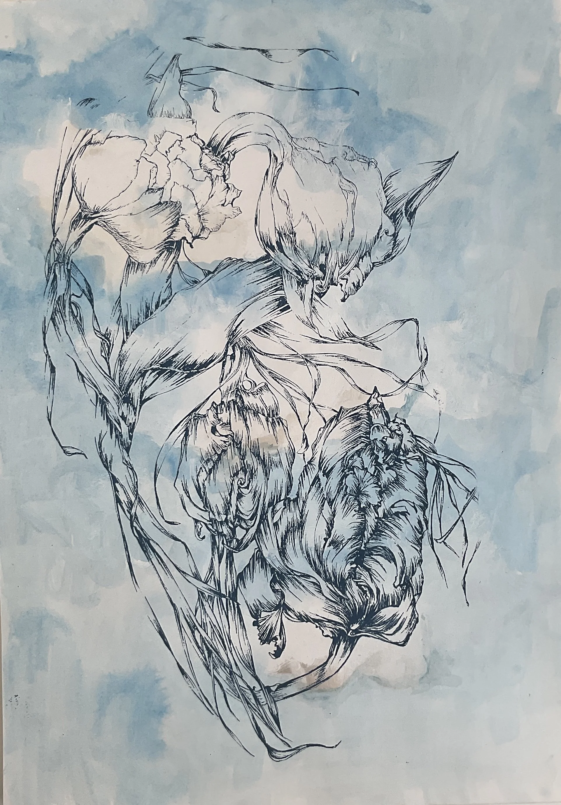 Tulipes sur ciel - 29,7 cm x 42 cm