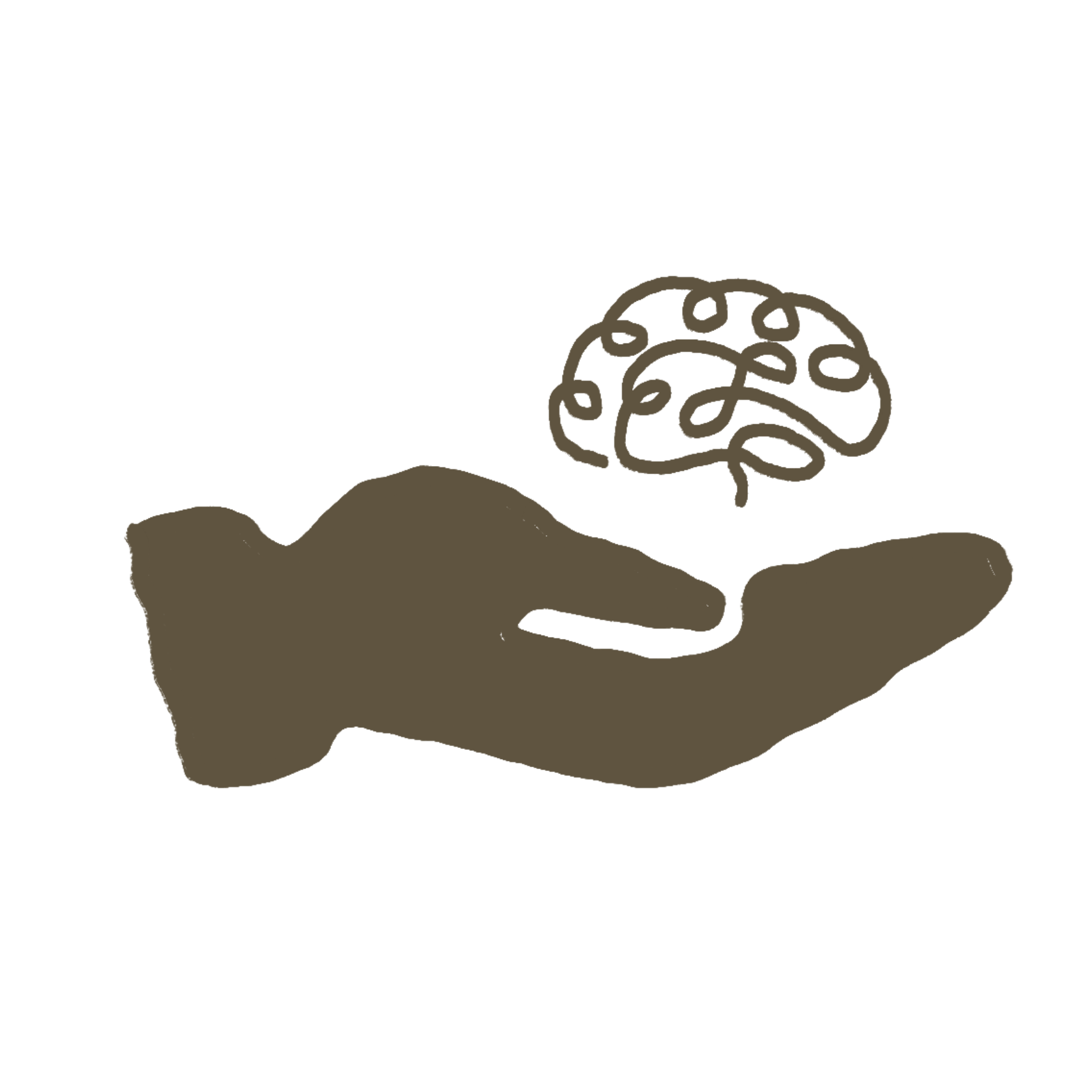 A hand holding a wireframe model of a brain with a solid silhouette of a brain in the background.