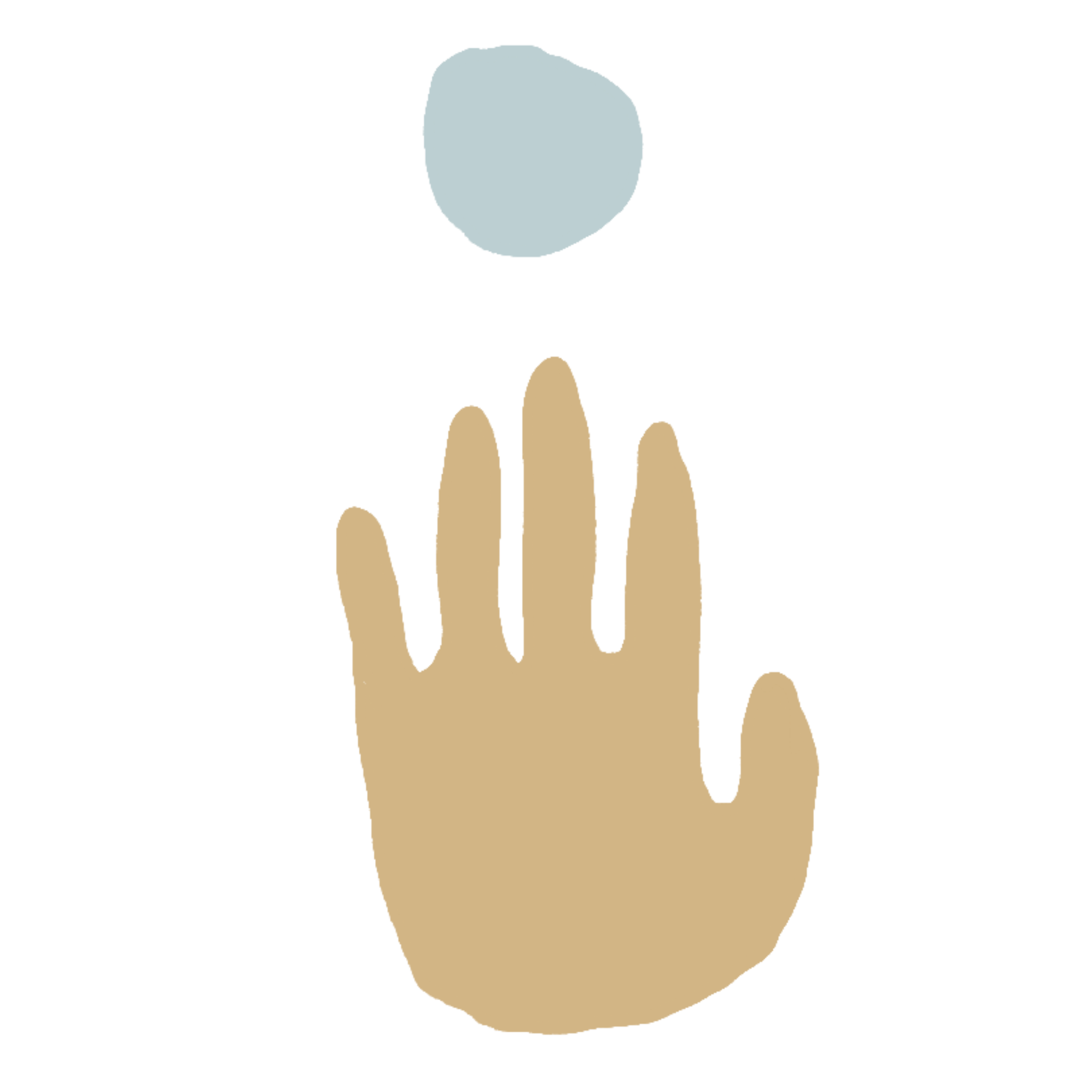 A cartoon illustration of a hand with the index finger raised, pointing at a large construction pill with a chalk-like, rounded short form. The background is transparent.
