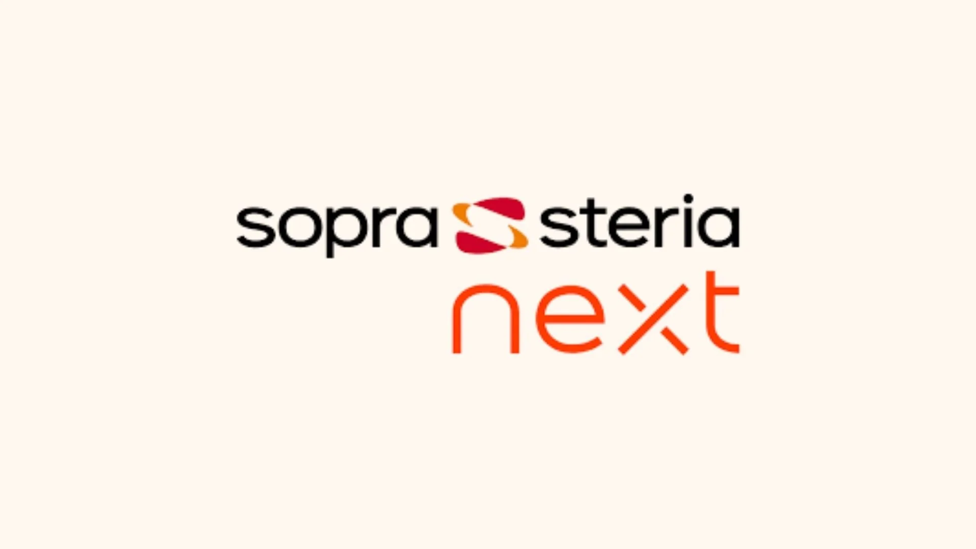 Logo de Sopra Steria Next avec le texte en noir et une conception stylisée entre 'sopra' et 'steria'.