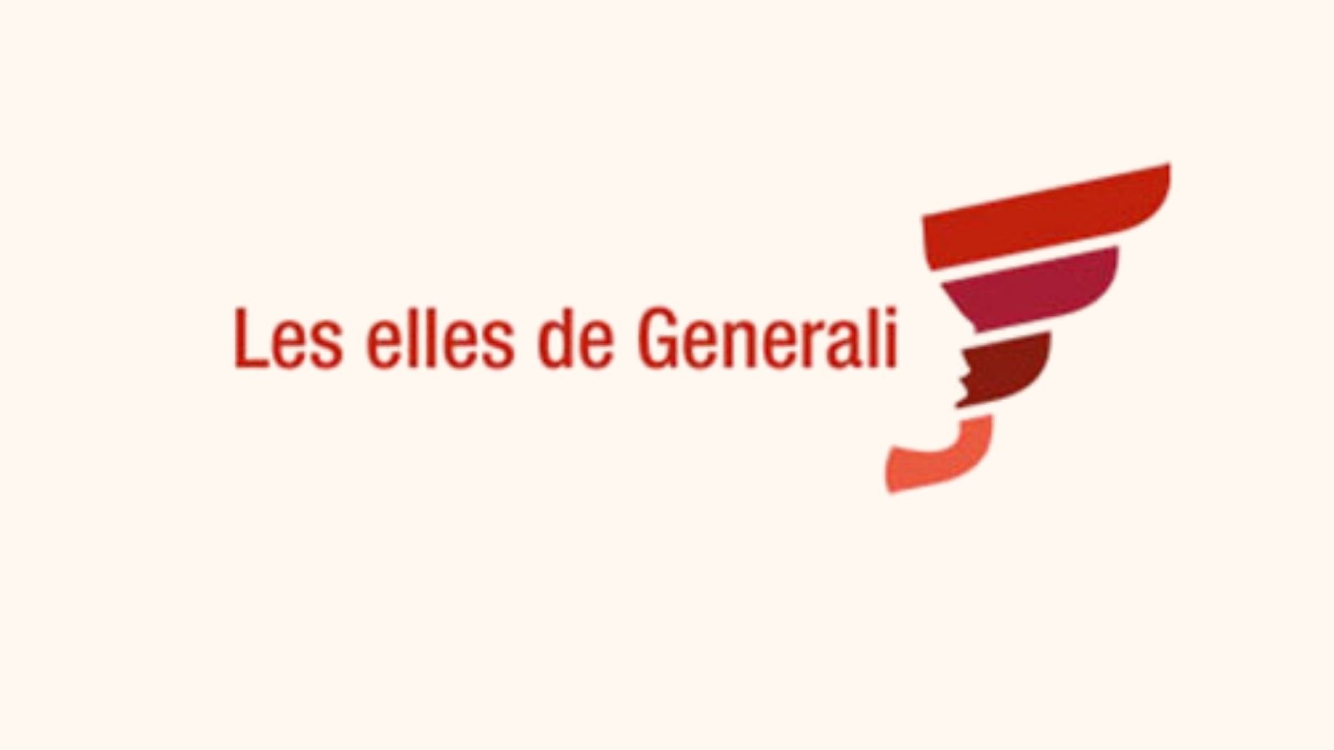 Logo avec texte 'Les elles de Generali' et une icône stylisée de tornade ou spirale de couleurs rouges et marron clair.