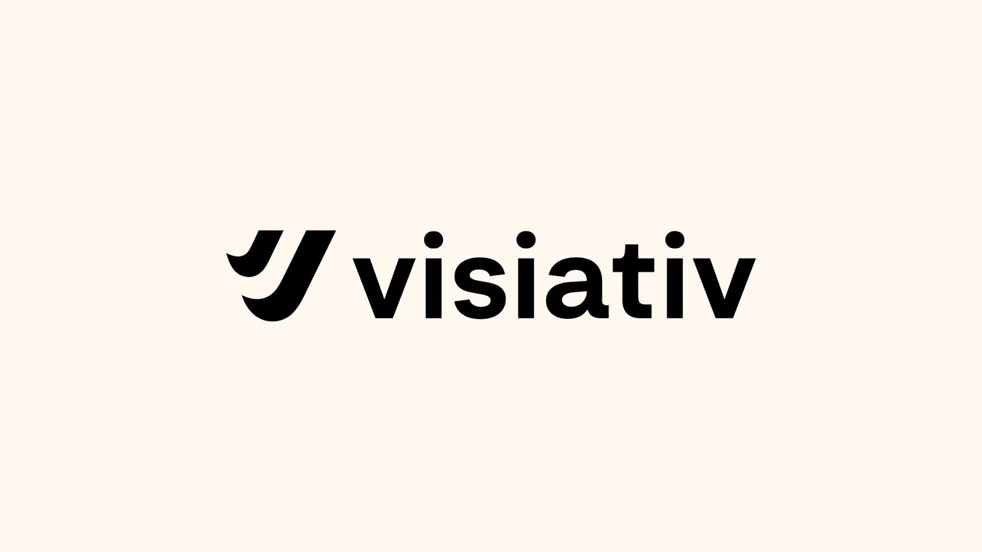 Logo de Visiativ avec un symbole stylisé et le nom en noir sur fond beige.