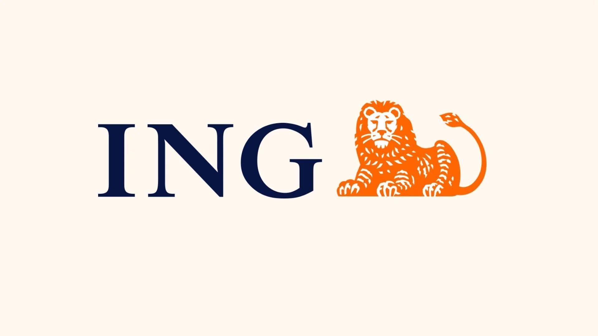 Logo de ING avec un lion orange stylisé à droite du texte.