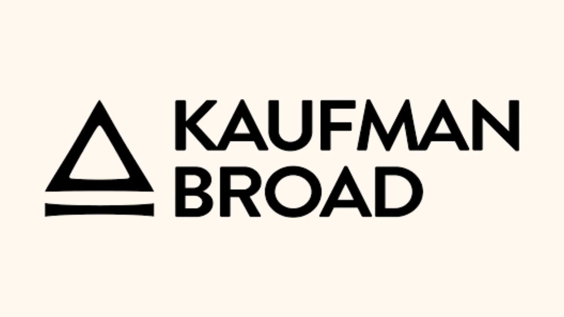 Logo de Kaufman Broad avec un symbole triangled et le texte en noir sur fond clair.