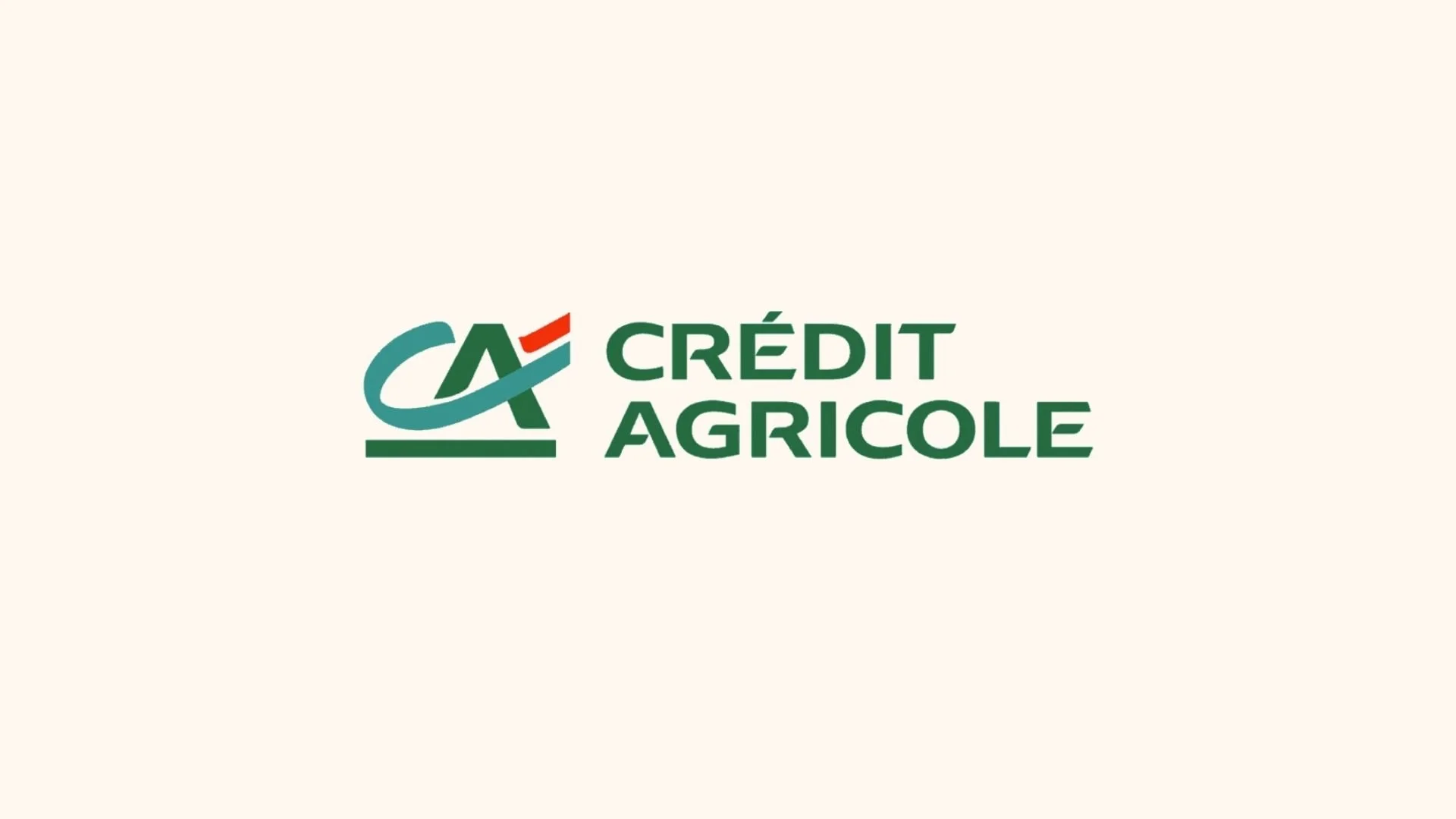 Logo de Crédit Agricole avec texte en vert sur fond beige