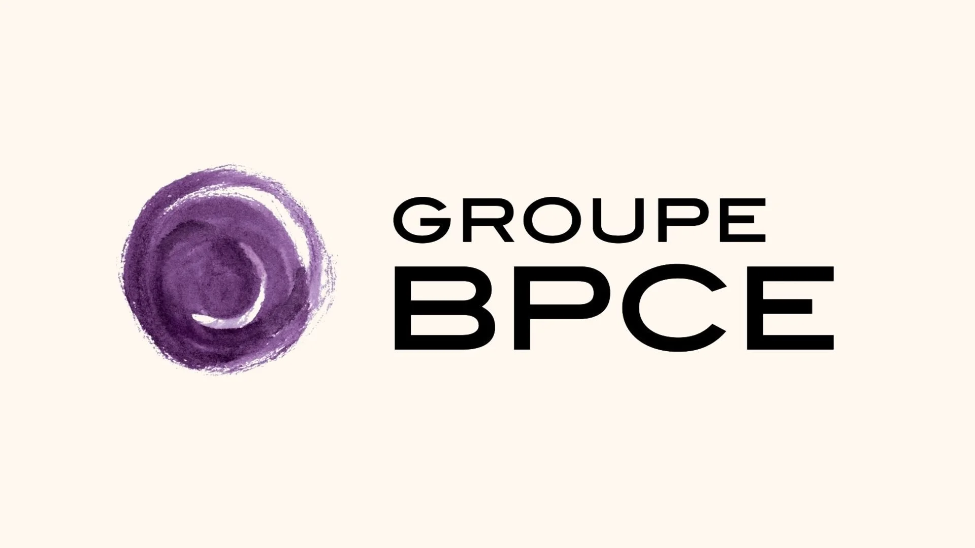 Logo avec un cercle violet peinture à gauche et le texte 'GROUPE BPCE' à droite.