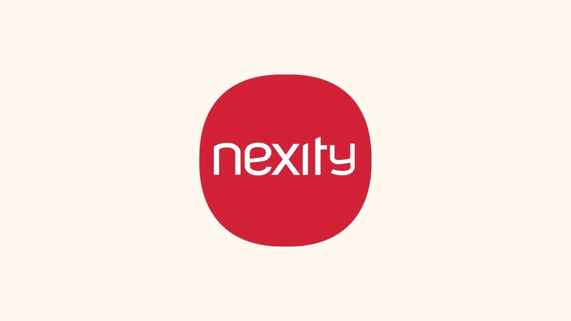 Logo de Nexity avec un cercle rouge et le nom 'nexity' en blanc au centre, sur un fond clair.