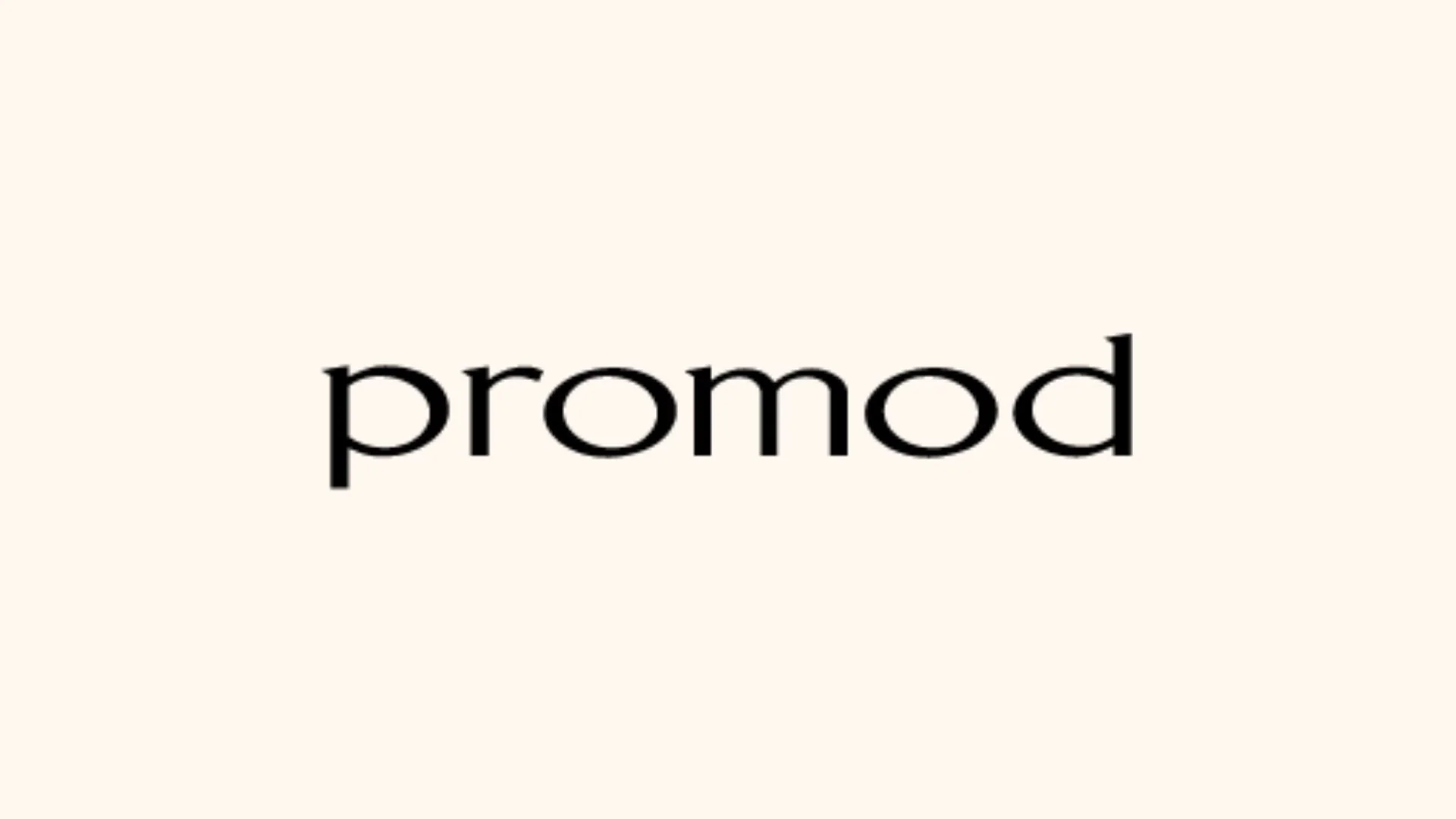 Le mot "promod" écrit en caractères noirs sur un fond blanc cassé.