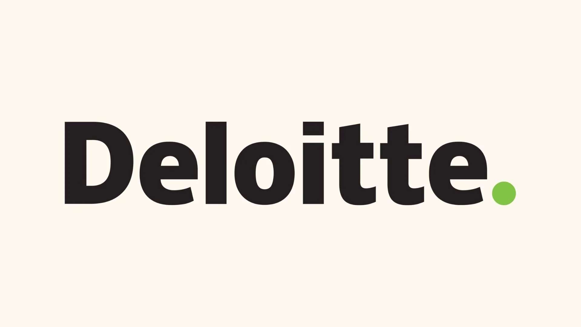 Logo de Deloitte avec le nom en noir et un point vert à la fin.
