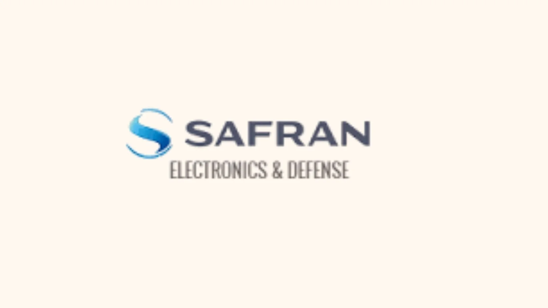 Logo de Safran Electronics & Defense avec un symbole bleu stylisé et le texte en noir