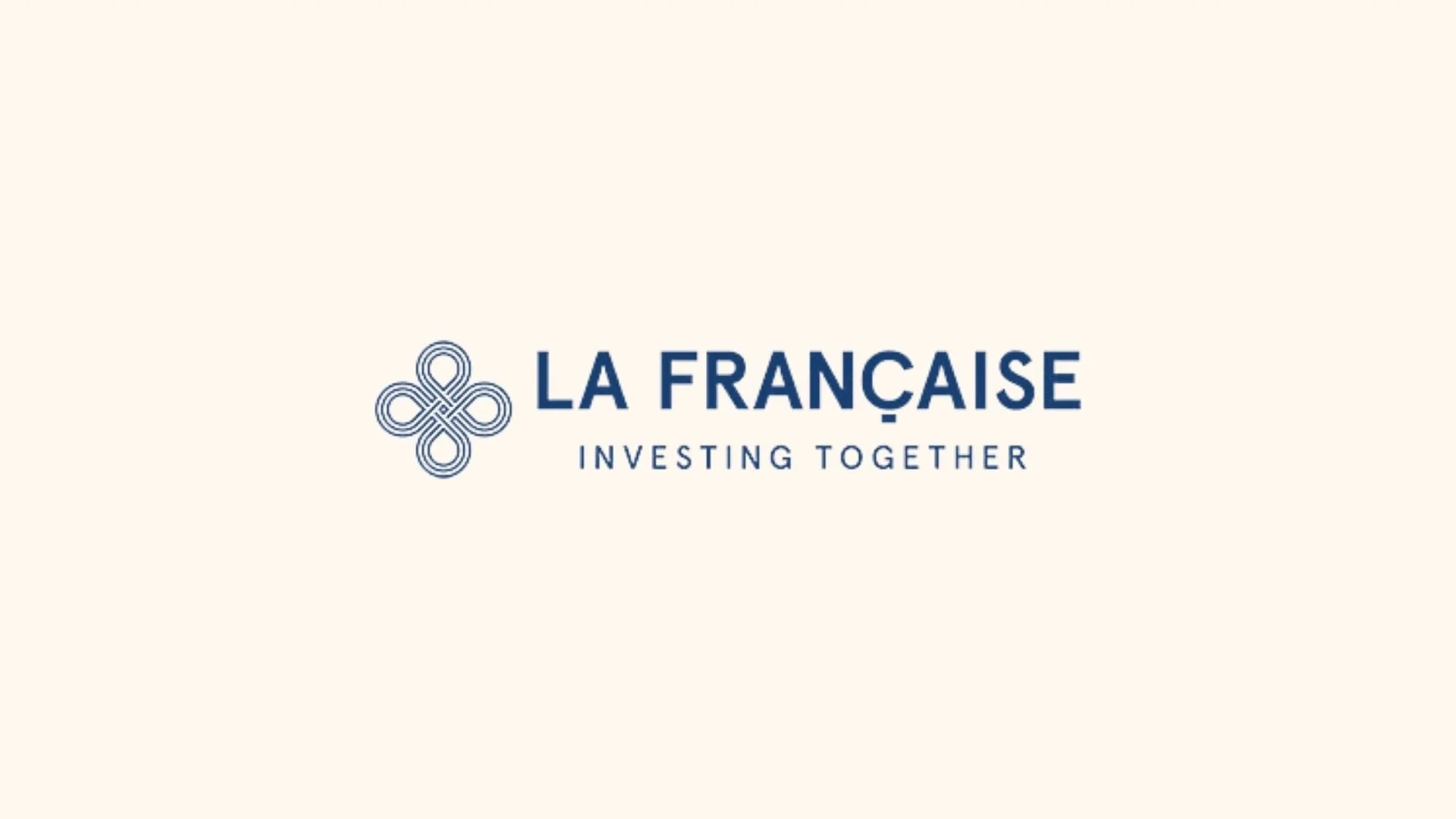 Logo avec le texte 'La Française' et le slogan 'Investing Together', accompagné d'un symbole graphique.