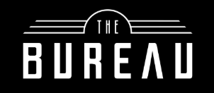 Logo for The Bureau with stylized text and lines.