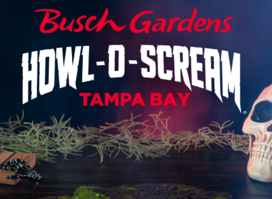 Busch Gardens Tampa Bay horror show logo with red and black text.