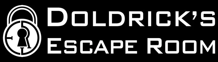 Logo for Doldrick's Escape Room with a lock and keyhole icon.
