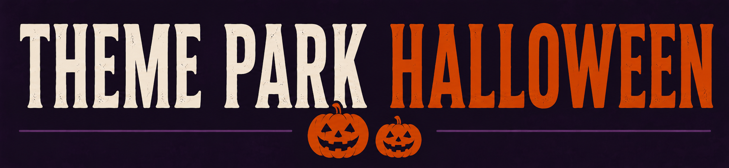 Sign for a Halloween event at a home park, featuring the words 'Home Park Halloween' with two carved pumpkins, some lines, and Halloween-themed styling.