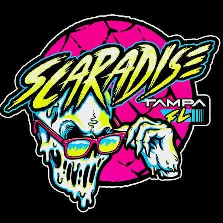 Colorful logo for 'Ecadise Tampa FL' featuring a skull with sunglasses and a pink background.