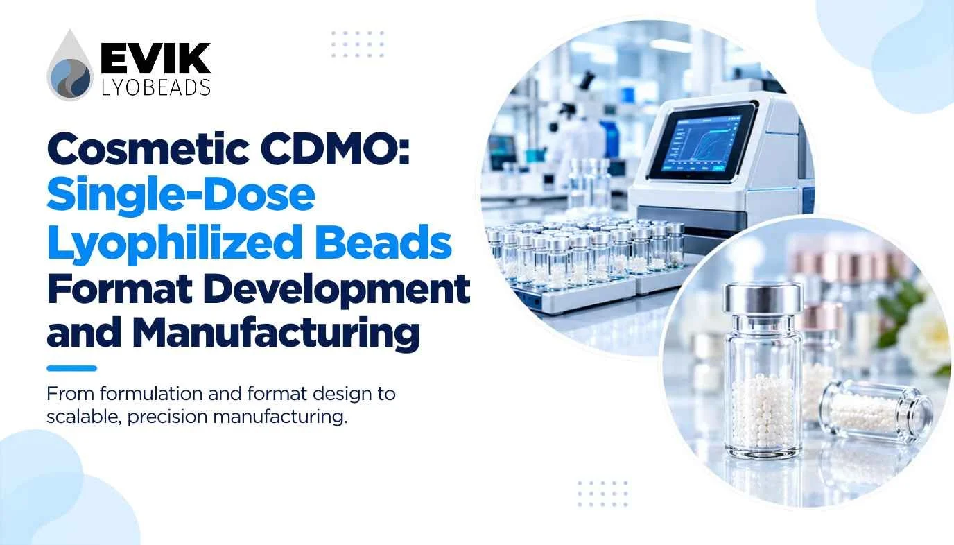 Cosmetic CDMO team producing the single-dose lyophilized beads format