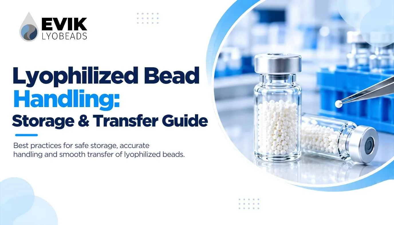 Lyophilized bead handling with clean tweezers in a low-humidity lab