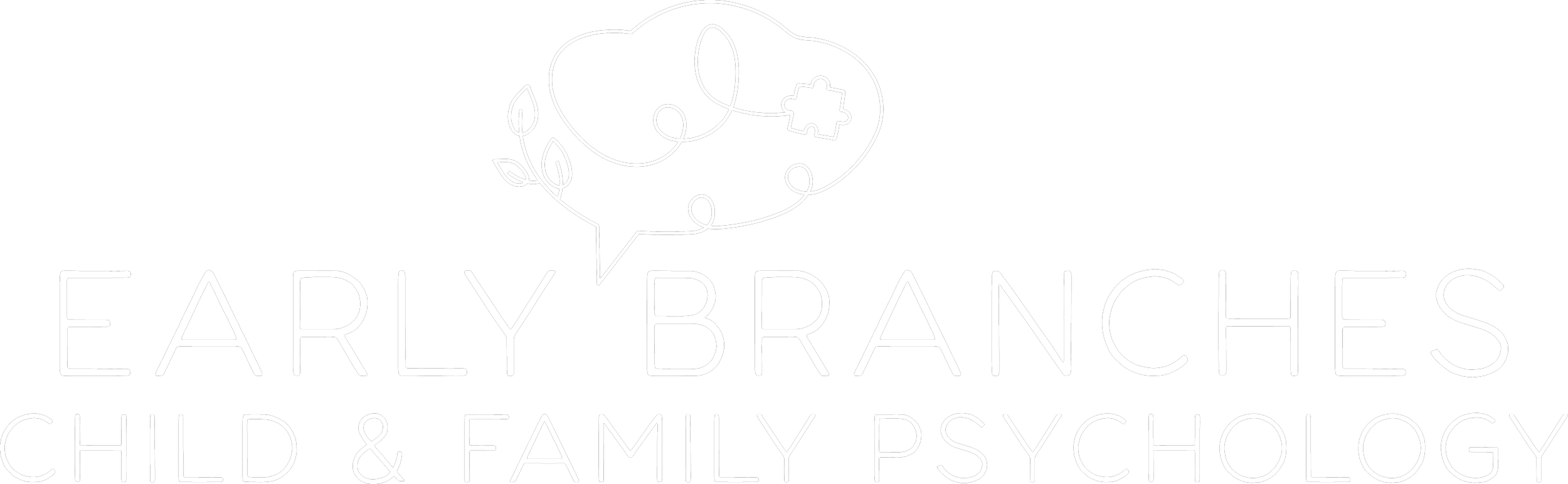 early branches child and family psychology logo in white with submark logo in montclair nj
