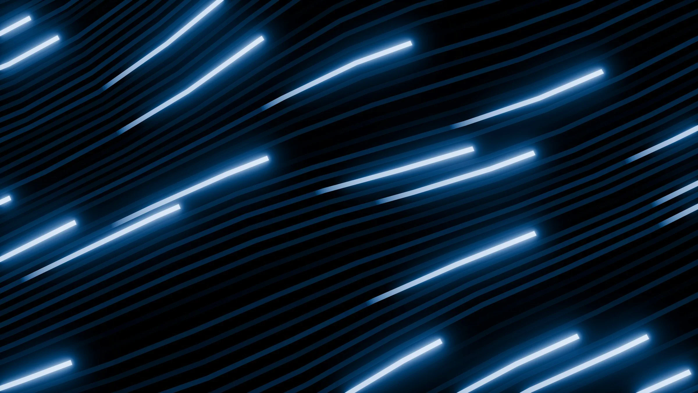 Abstract digital background with diagonal glowing blue and white lines on a dark backdrop.