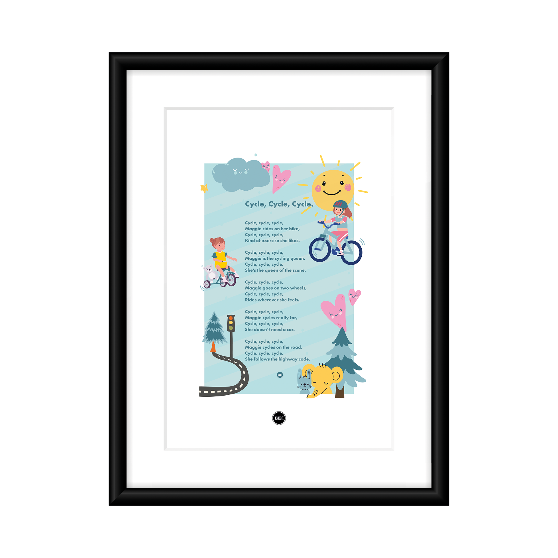 Cycle, cycle, cycle in black frame.png