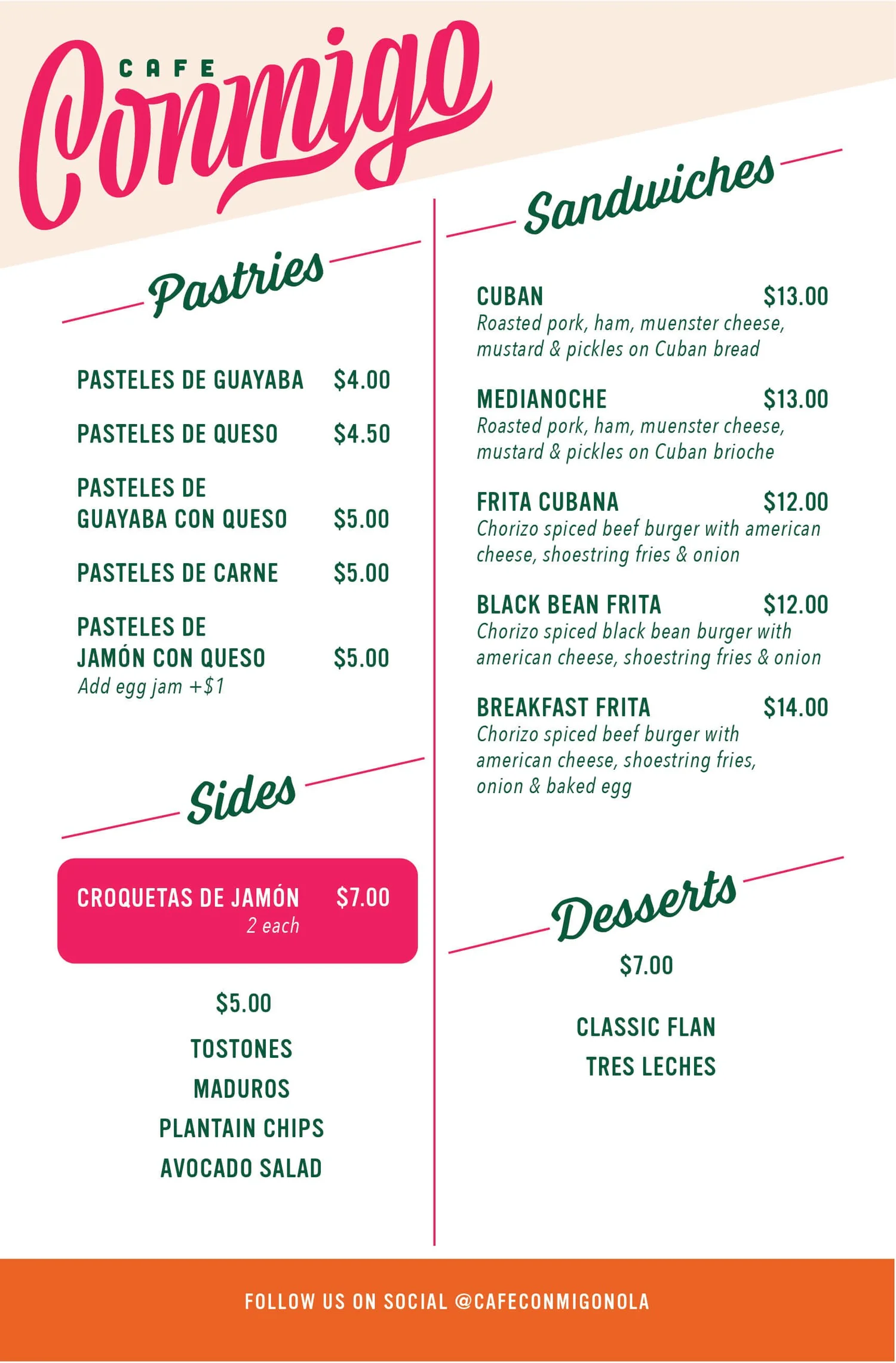 Menu 1 — Cafe Conmigo