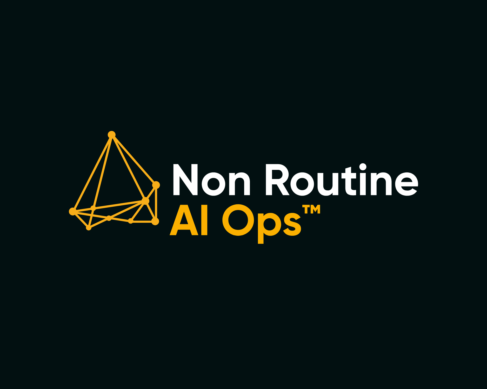 Logo for Non Routine AI Ops featuring a geometric orange triangular graphic and text in white and orange on a dark background.