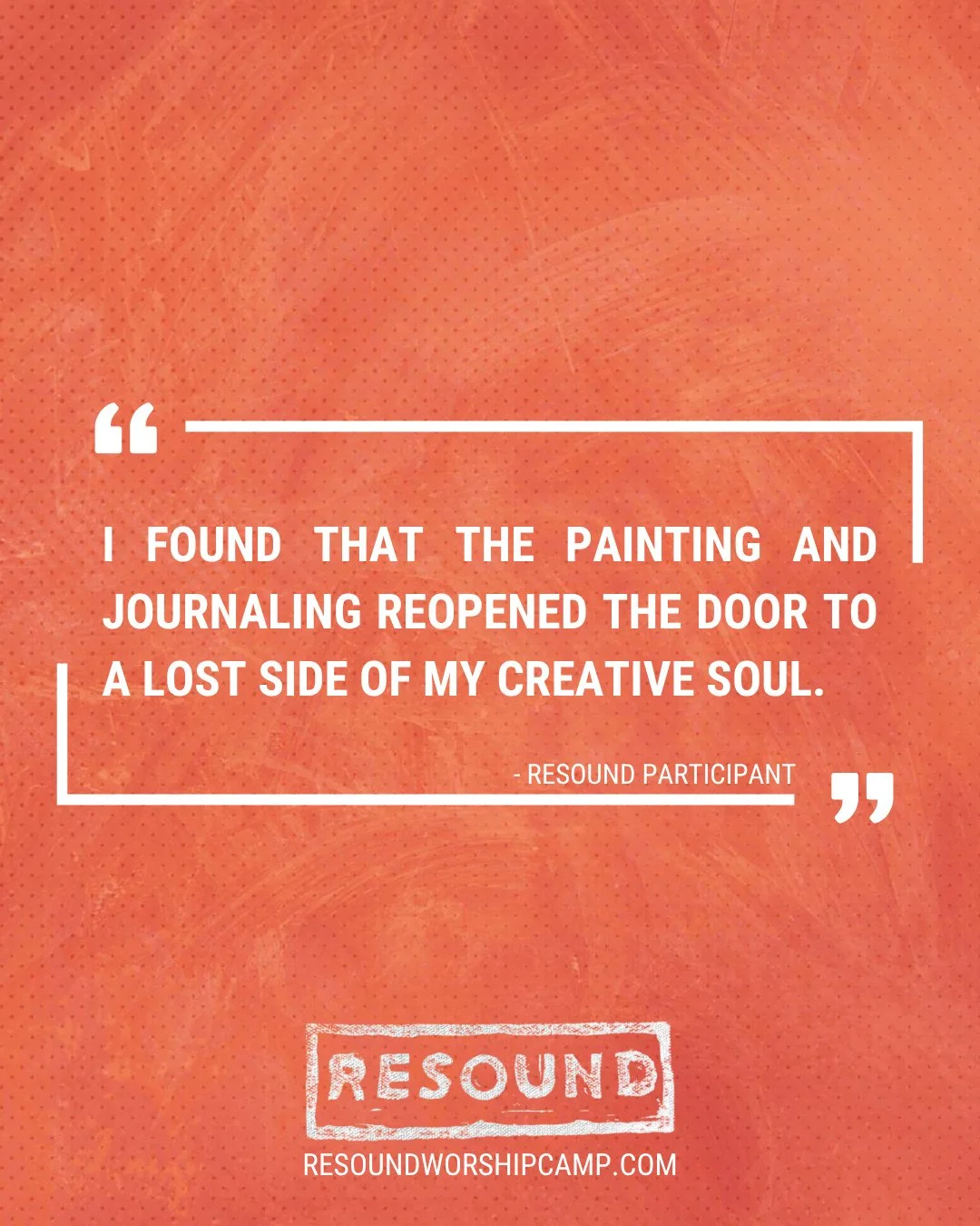 "I found that the painting and journaling reopened the door to a lost side of my creative soul" - Resound Participant ⁠
Applications for Resound 2026 are now open! 🔥⁠
#resoundtestimony #wholehearted