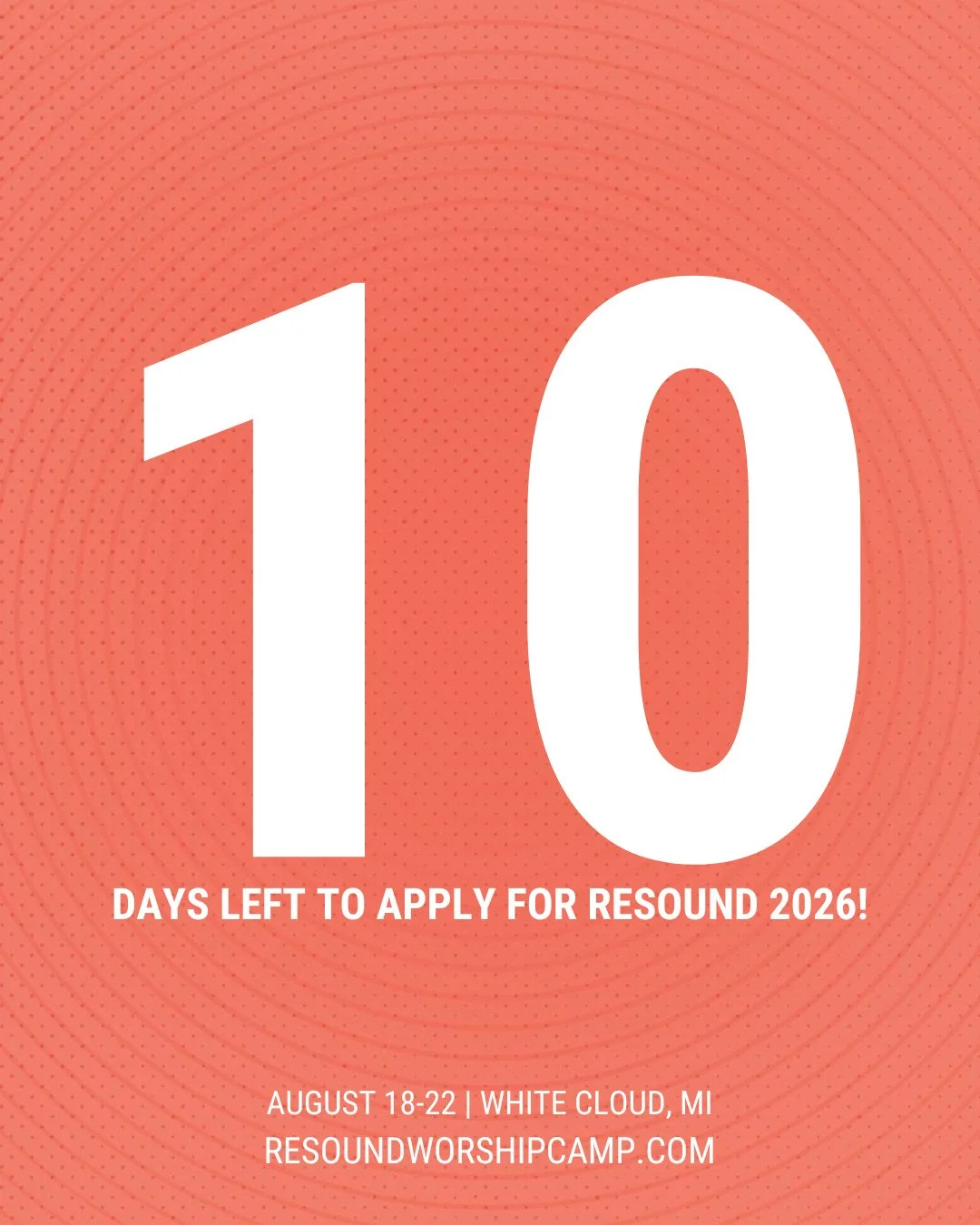 Only 10 days left to apply for Resound 2026!  Tag someone who needs to know.  Applications close April 15.  You can apply now at Resoundworshipcamp.com!