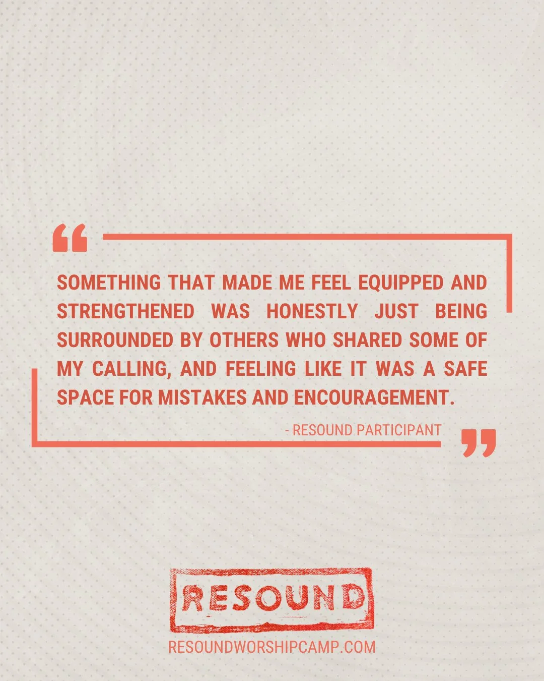 "Something that made me feel equipped and strengthened was honestly just being surrounded by others who shared some of my calling, and feeling like it was a safe space for mistakes and encouragement." - Resound Participant⁠
Applications for