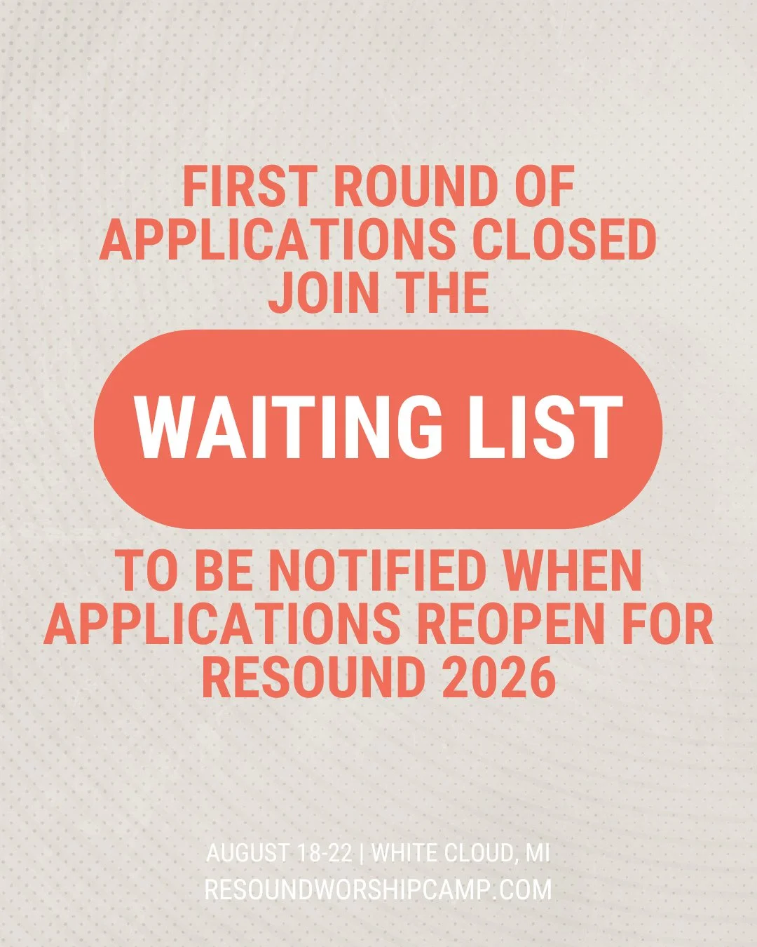 Our first round of applications has closed, but there's still a chance to get in - join the waiting list to be notified when applications reopen for Resound 2026!