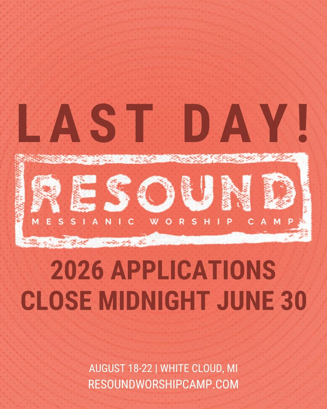 Resound 2026 applications close at midnight on June 30!  Apply now at resoundworshipcamp.com/apply!⁠
⁠
RESOUND is for worshippers, creatives, and leaders who want to go deeper in their relationship with Yeshua and walk in their individual life callin
