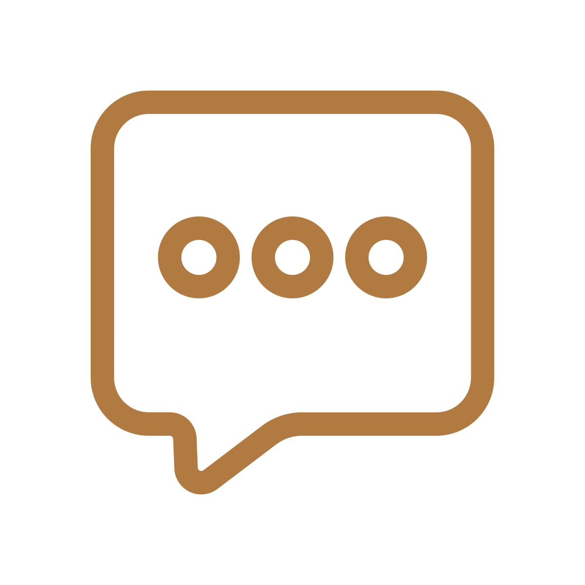 Brown speech bubble icon with three dots inside.
