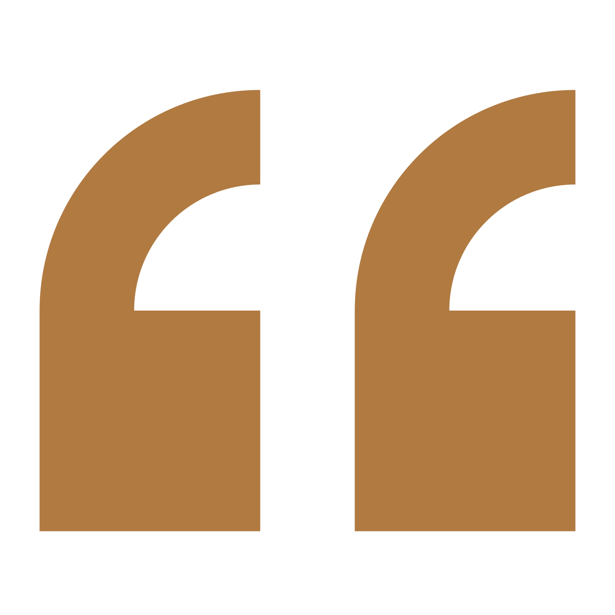 A large graphic of two brown quotation marks facing away from each other.