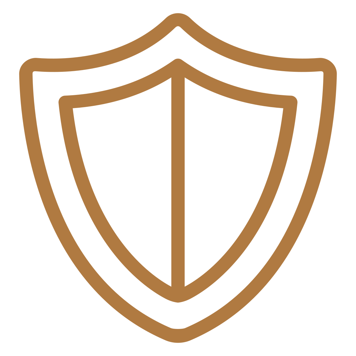 Brown shield icon with a smaller shield outline inside.